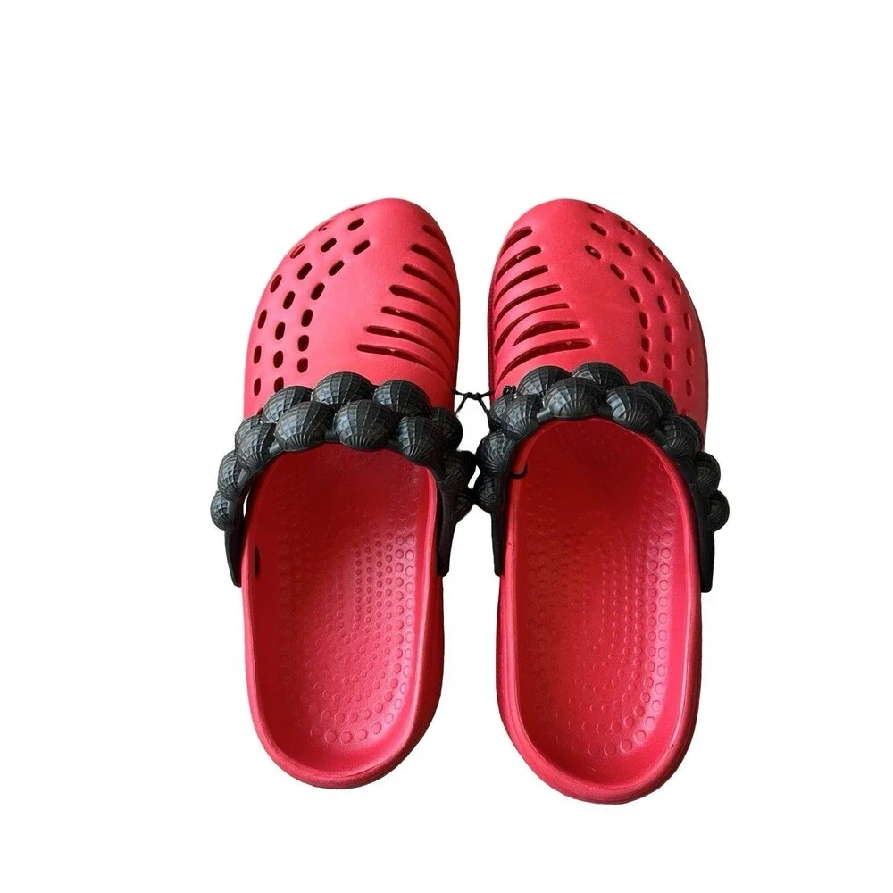 FOCO Men’s Red Foam Bubble Strap Clogs Slip On Garden Beach Water Shoes 11-12
